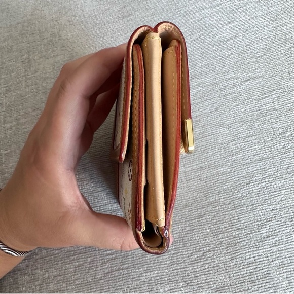 LOUIS VUITTON TAKASHI MURAKAMI WHITE MONOGRAM MULTICOLORE ELISE WALLET - Picture 12 of 17